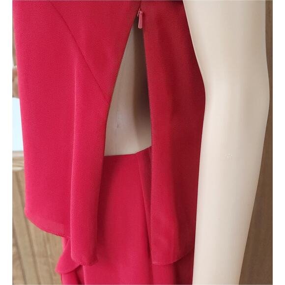 Cynthia Howie VTG Ruffeld Flutter Short Sleeve Red Dress Side Zip Womens Size 4 - Picture 9 of 16